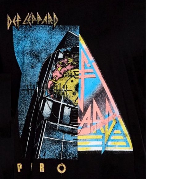 Def Leppard Split Logo Pyromania metal rock Official T-Shirt LT B&T NWT - Picture 2 of 2